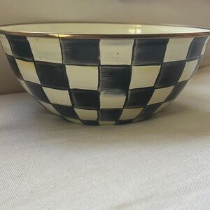 MacKenzie-Childs Black and White Checkered Metal Bowl